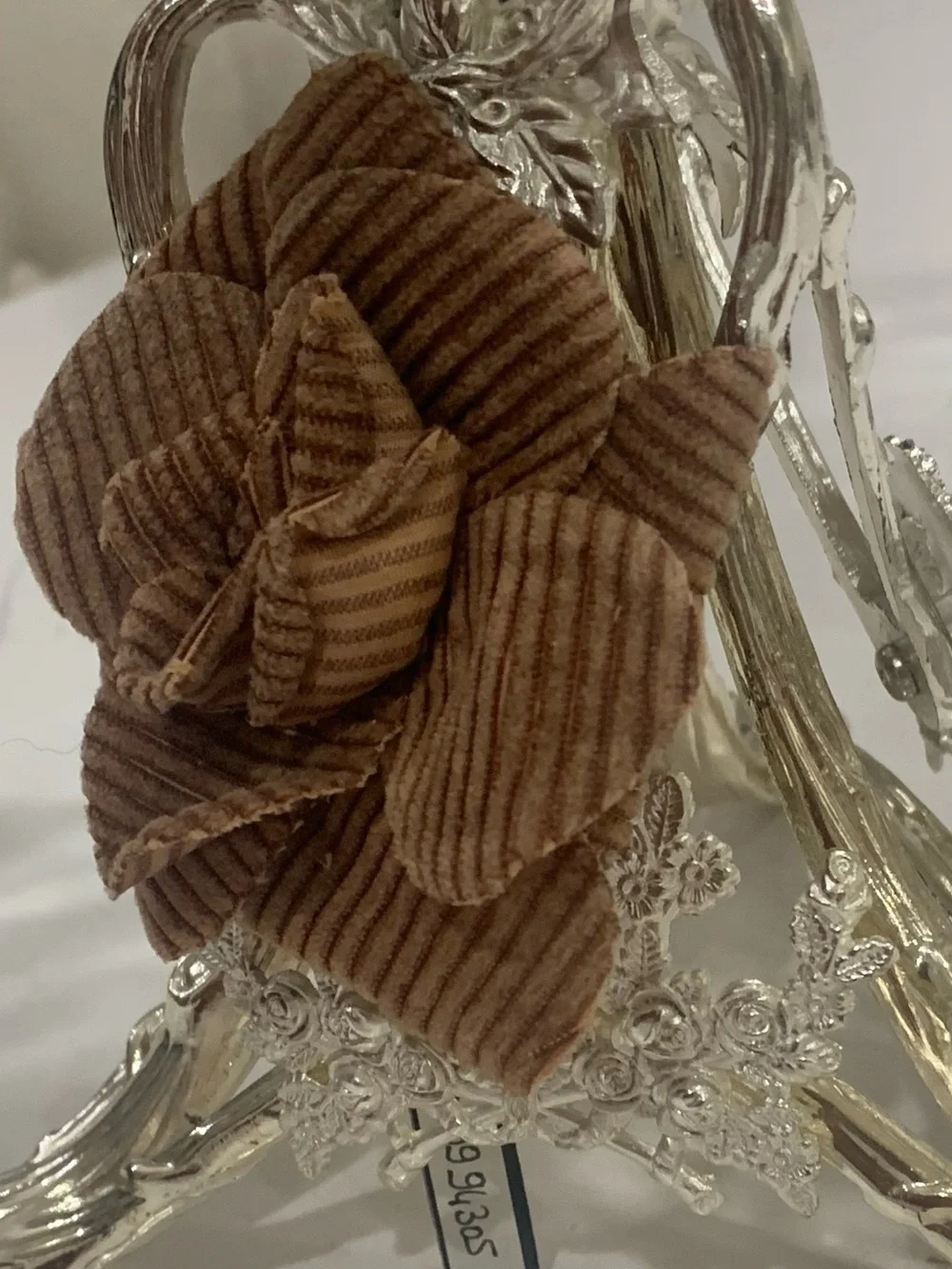 Rare CHANEL Brown Corduroy Camellia BROOCH